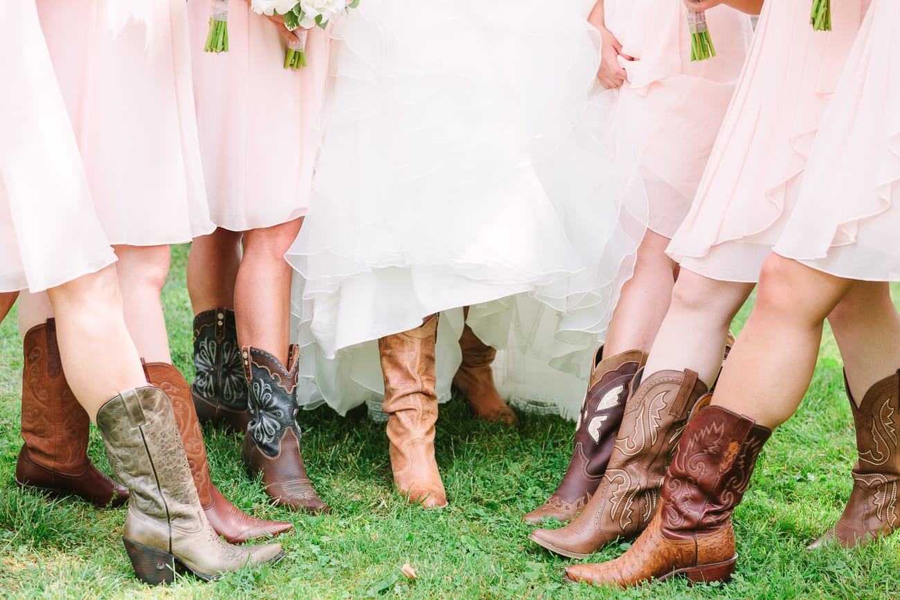 Historic Union Mills Homestead Rustic Wedding // Lauren Myers Photography #RusticWedding #BlushWedding #CowboyBoots #AllureBridals #Rustic