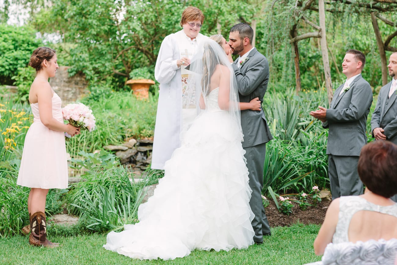 Historic Union Mills Homestead Rustic Wedding // Lauren Myers Photography #RusticWedding #BlushWedding #CowboyBoots #AllureBridals #Rustic