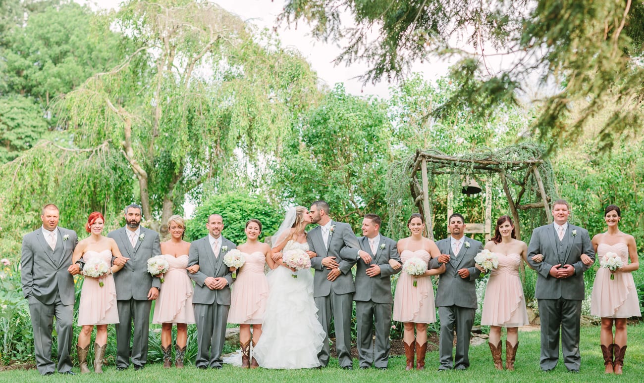 Historic Union Mills Homestead Rustic Wedding // Lauren Myers Photography #RusticWedding #BlushWedding #CowboyBoots #AllureBridals #Rustic